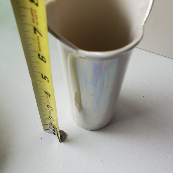 SWAN AND VASE Iridescent Painted Ceramic Vase  and Swan from 1990. - Picture 4 of 6